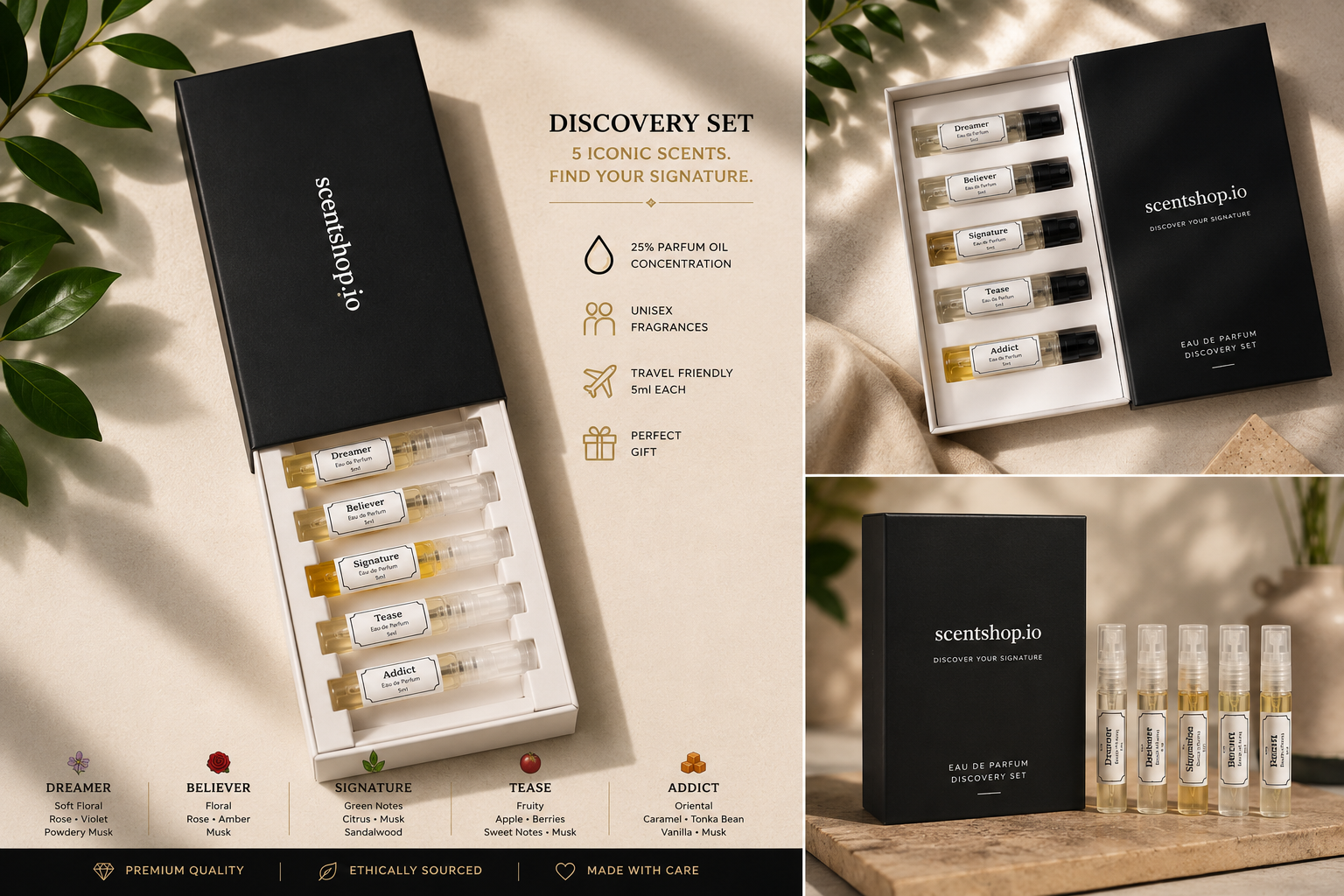Personality Collection II discovery set with five 5ml Eau de Parfum sprays by Scentshop.io.