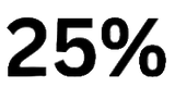 Large black text reading '25%' on a plain white background.