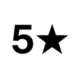 A black '5' number next to a black star icon on a plain white background.